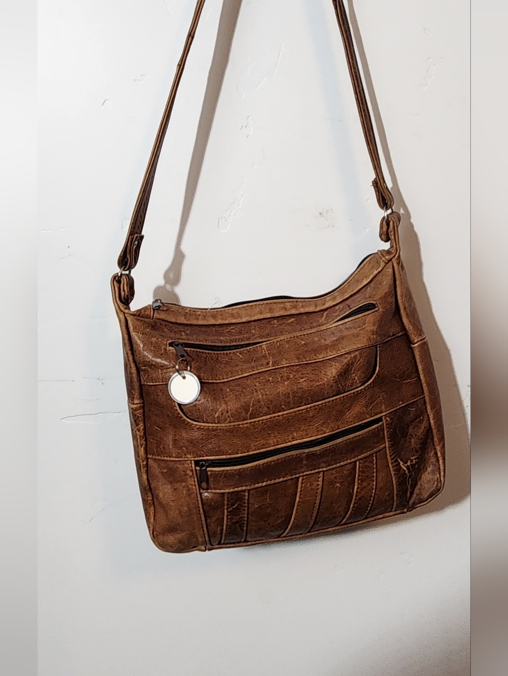Classic Brown Genuine  Leather Crossbody Bag - Versatile Everyday Shoulder Bag